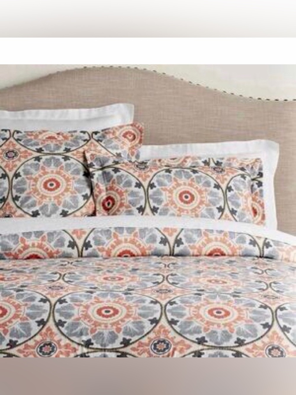 Like new Pottery Barn Veronica Medallion Organic cotton Duvet Cover & 2 shams